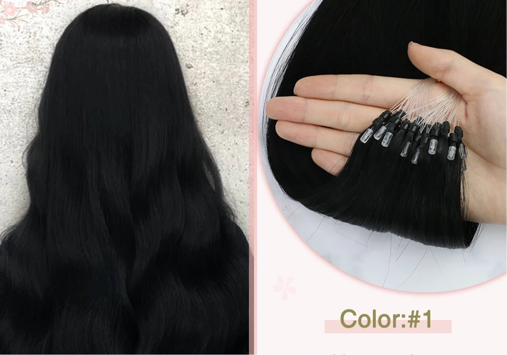 EXTENSION LUXURY MICRO RING 50gr/Set 1G/S Natural Human Hair Extensions Balayage Hair Micro link Hair Extensions Fusion Pre Bonded