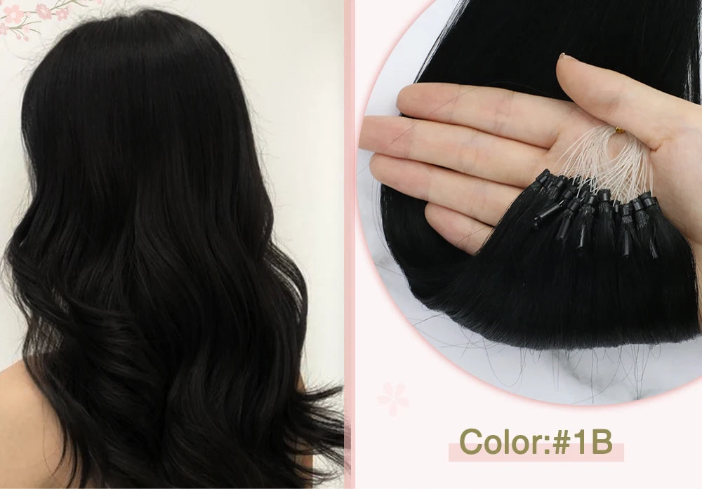 EXTENSION LUXURY MICRO RING 50gr/Set 1G/S Natural Human Hair Extensions Balayage Hair Micro link Hair Extensions Fusion Pre Bonded