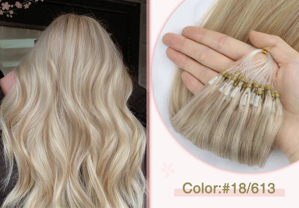 EXTENSION LUXURY MICRO RING 50gr/Set 1G/S Natural Human Hair Extensions Balayage Hair Micro link Hair Extensions Fusion Pre Bonded