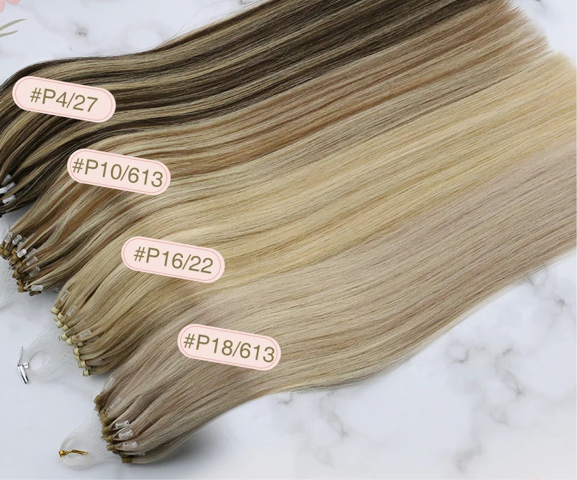 EXTENSION LUXURY MICRO RING 50gr/Set 1G/S Natural Human Hair Extensions Balayage Hair Micro link Hair Extensions Fusion Pre Bonded