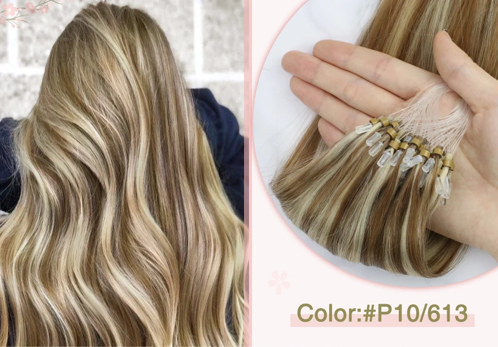 EXTENSION LUXURY MICRO RING 50gr/Set 1G/S Natural Human Hair Extensions Balayage Hair Micro link Hair Extensions Fusion Pre Bonded