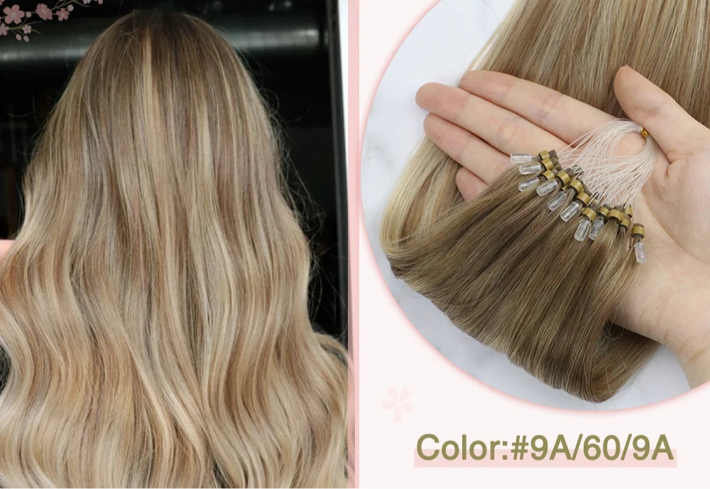 EXTENSION LUXURY MICRO RING 50gr/Set 1G/S Natural Human Hair Extensions Balayage Hair Micro link Hair Extensions Fusion Pre Bonded