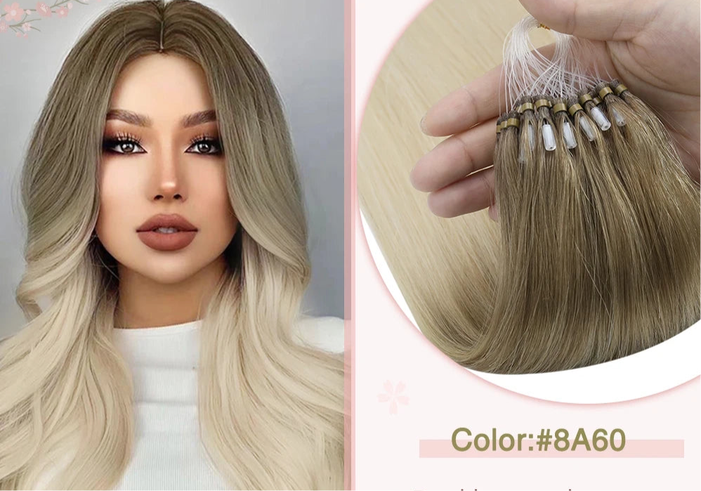 EXTENSION LUXURY MICRO RING 50gr/Set 1G/S Natural Human Hair Extensions Balayage Hair Micro link Hair Extensions Fusion Pre Bonded