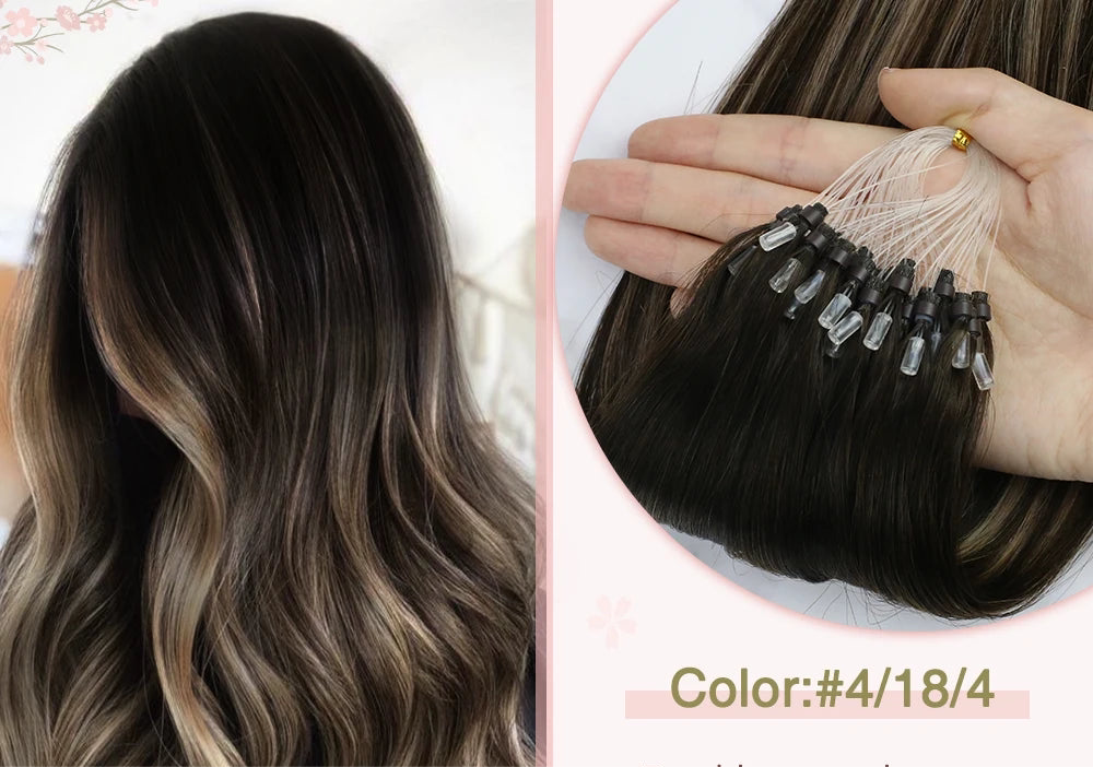 EXTENSION LUXURY MICRO RING 50gr/Set 1G/S Natural Human Hair Extensions Balayage Hair Micro link Hair Extensions Fusion Pre Bonded