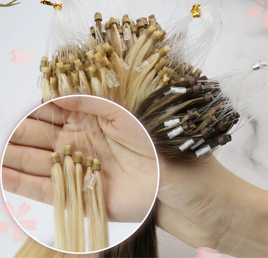 EXTENSION LUXURY MICRO RING 50gr/Set 1G/S Natural Human Hair Extensions Balayage Hair Micro link Hair Extensions Fusion Pre Bonded