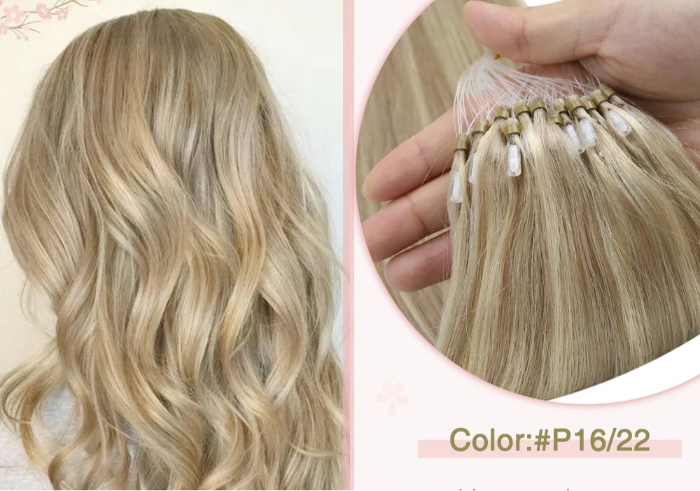 EXTENSION LUXURY MICRO RING 50gr/Set 1G/S Natural Human Hair Extensions Balayage Hair Micro link Hair Extensions Fusion Pre Bonded