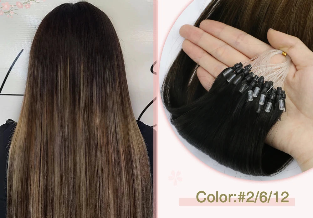 EXTENSION LUXURY MICRO RING 50gr/Set 1G/S Natural Human Hair Extensions Balayage Hair Micro link Hair Extensions Fusion Pre Bonded