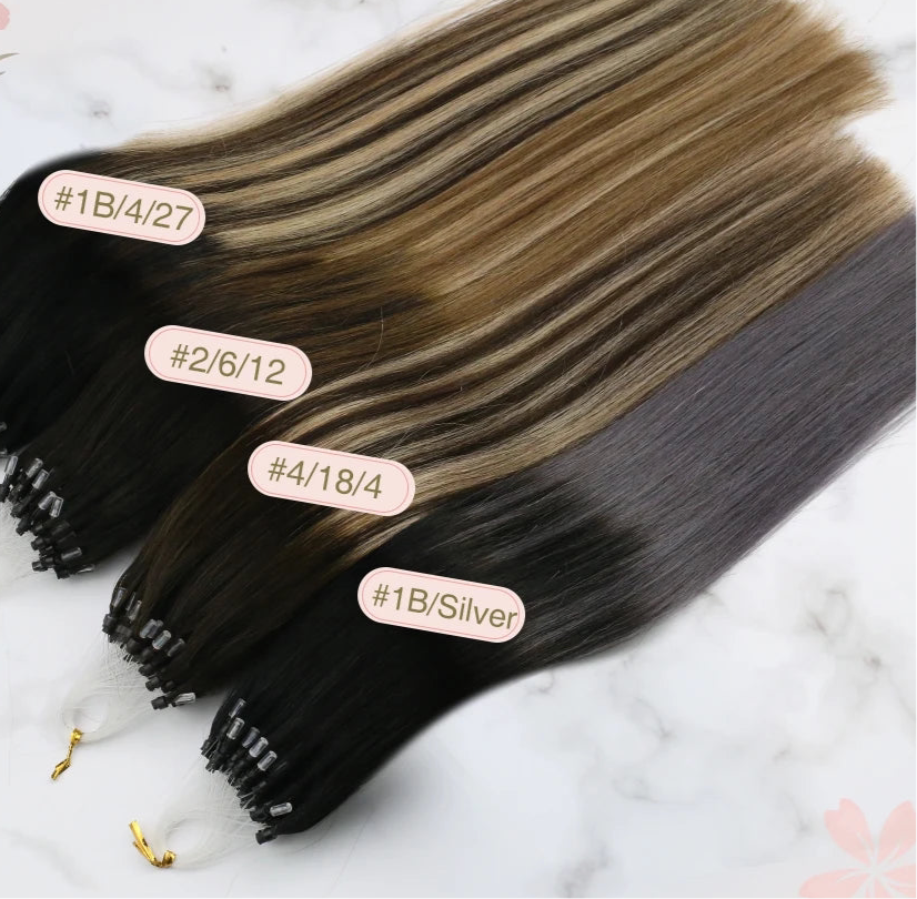 EXTENSION LUXURY MICRO RING 50gr/Set 1G/S Natural Human Hair Extensions Balayage Hair Micro link Hair Extensions Fusion Pre Bonded