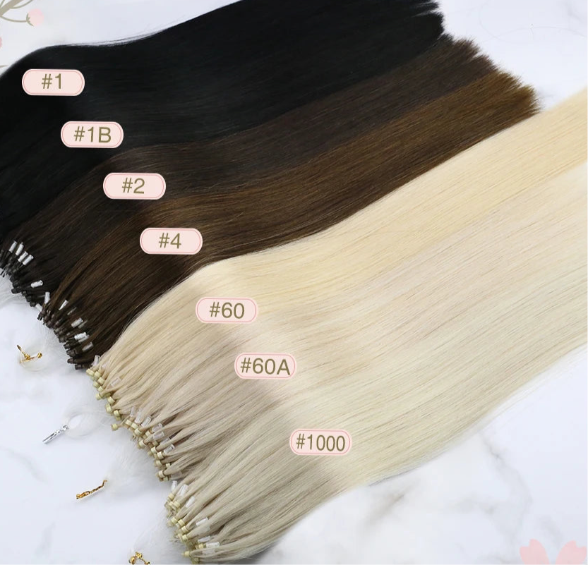 EXTENSION LUXURY MICRO RING 50gr/Set 1G/S Natural Human Hair Extensions Balayage Hair Micro link Hair Extensions Fusion Pre Bonded
