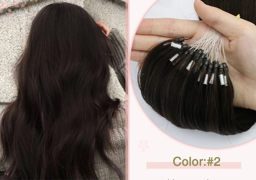 EXTENSION LUXURY MICRO RING 50gr/Set 1G/S Natural Human Hair Extensions Balayage Hair Micro link Hair Extensions Fusion Pre Bonded