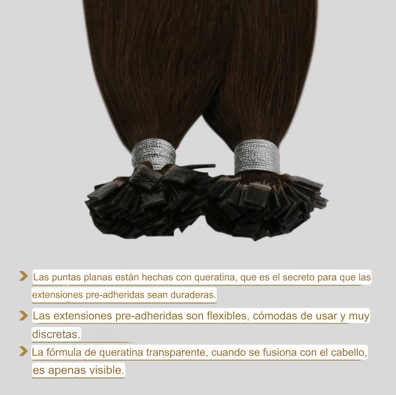 EXTENSION LUXURY KERATIN 50/100gr Flat Tip Hair Extensions Human Hair Fushion Remy Hair 35cm- 55cm  50 pcs/Pack Liso Natural