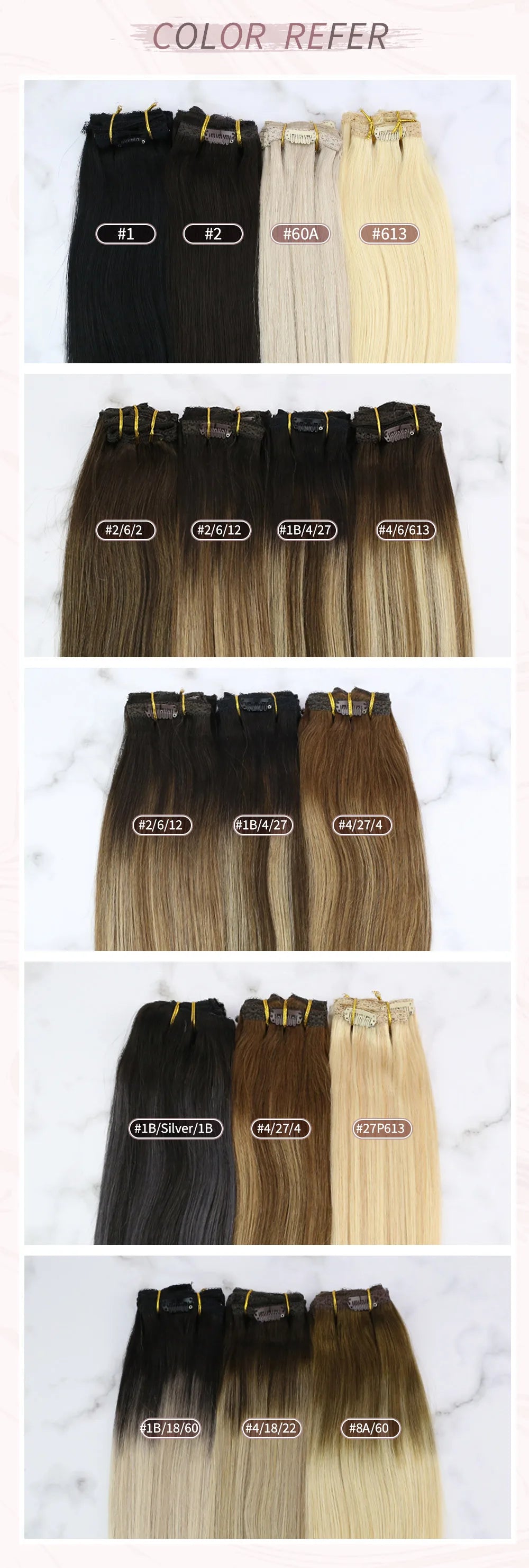 EXTENSION LUXURY CLIPS 100gr Pelo Humano Sin Costuras Invisible Balayage Suave Remy Extensiones Para Salón