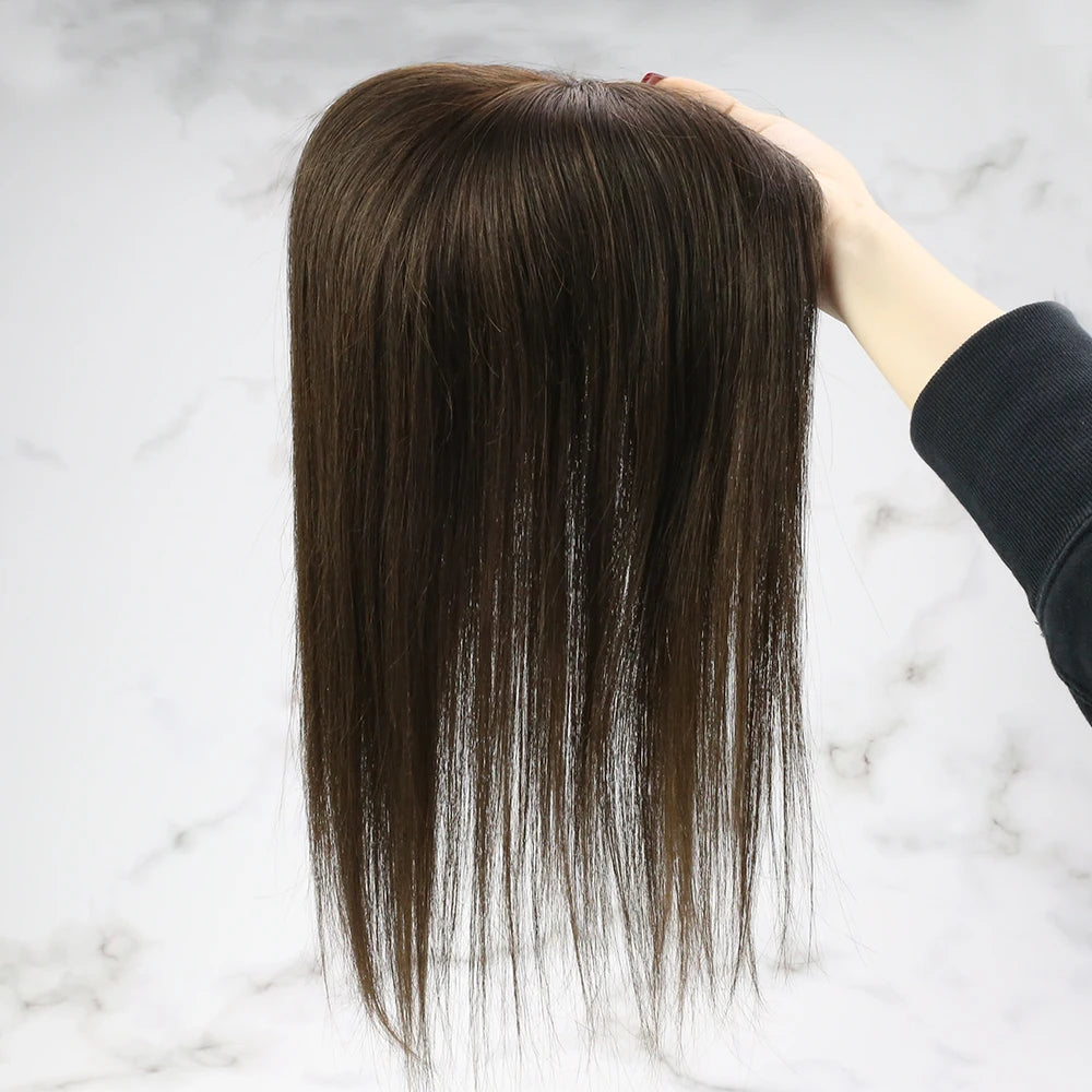 EXTENSION LUXURY TOPPER Cabello humano natural Mono Base 7x13cm para Mujeres Tupé Invisible Hair Toppers Extensión de cabello