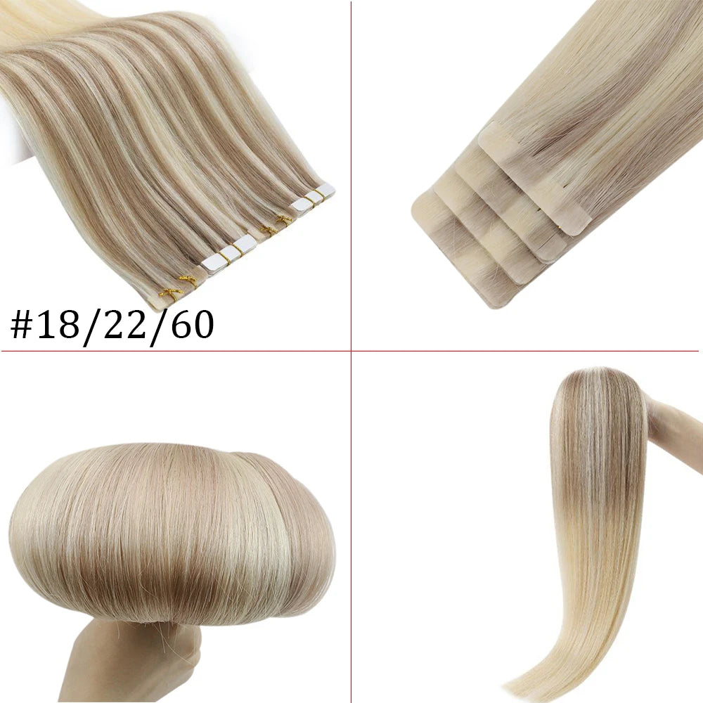 EXTENSION LUXURY TAPE/ADHESIVAS 50gr Virgin Injection Sin Costura Invisible  Hair Extensions Natural Straight