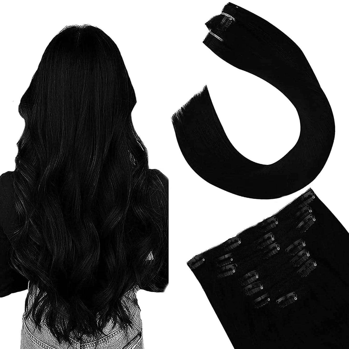 EXTENSION LUXURY CLIPS 100gr Pelo Humano Sin Costuras Invisible Balayage Suave Remy Extensiones Para Salón