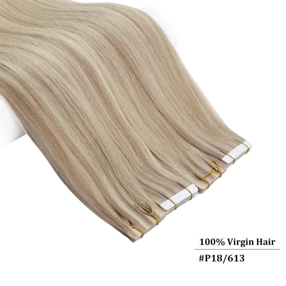 EXTENSION LUXURY ADHESIVAS/TAPE 50gr Pure Color Virgin Hair 100% Human Hair 10A Grade Hair Extensions