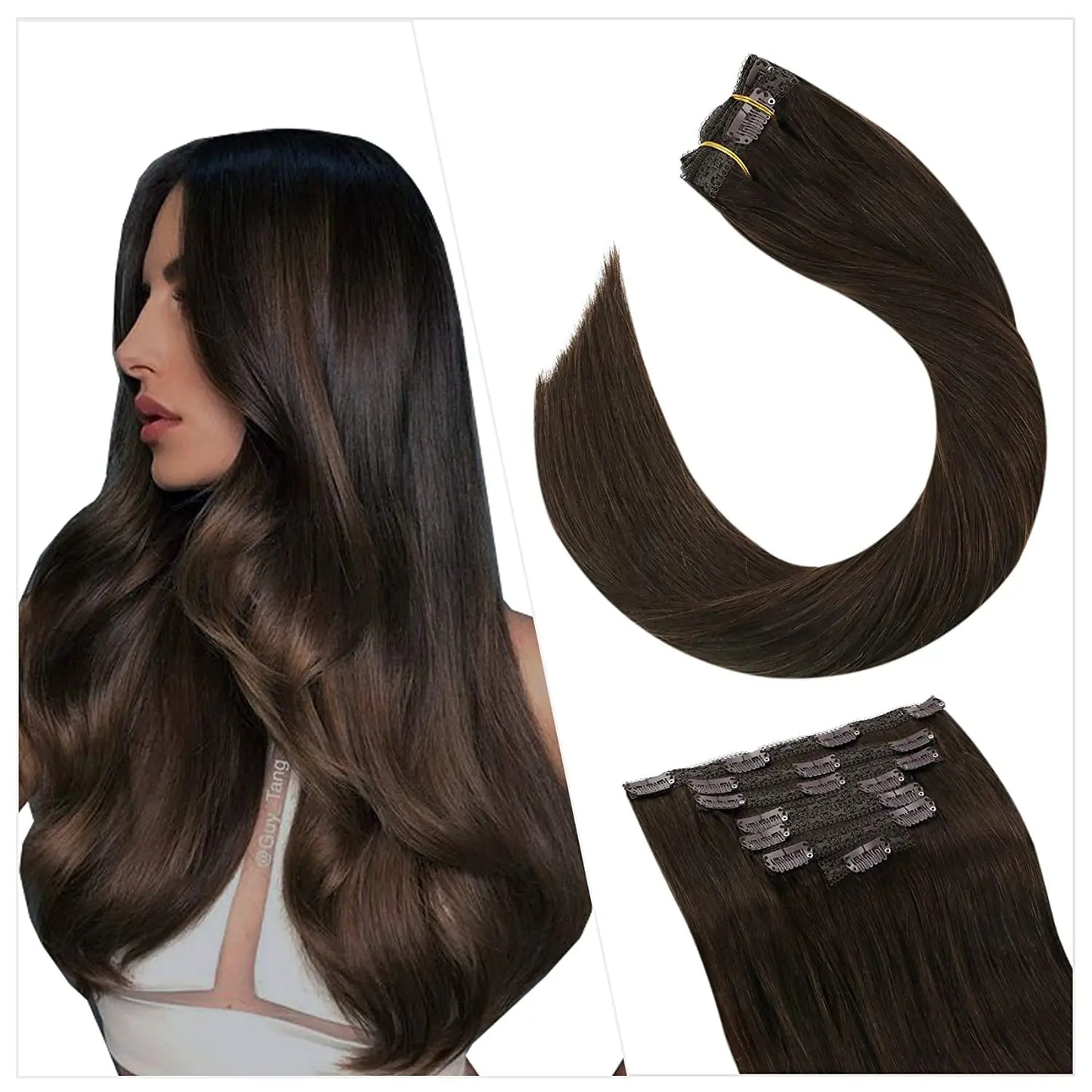 EXTENSION LUXURY CLIPS 100gr Pelo Humano Sin Costuras Invisible Balayage Suave Remy Extensiones Para Salón
