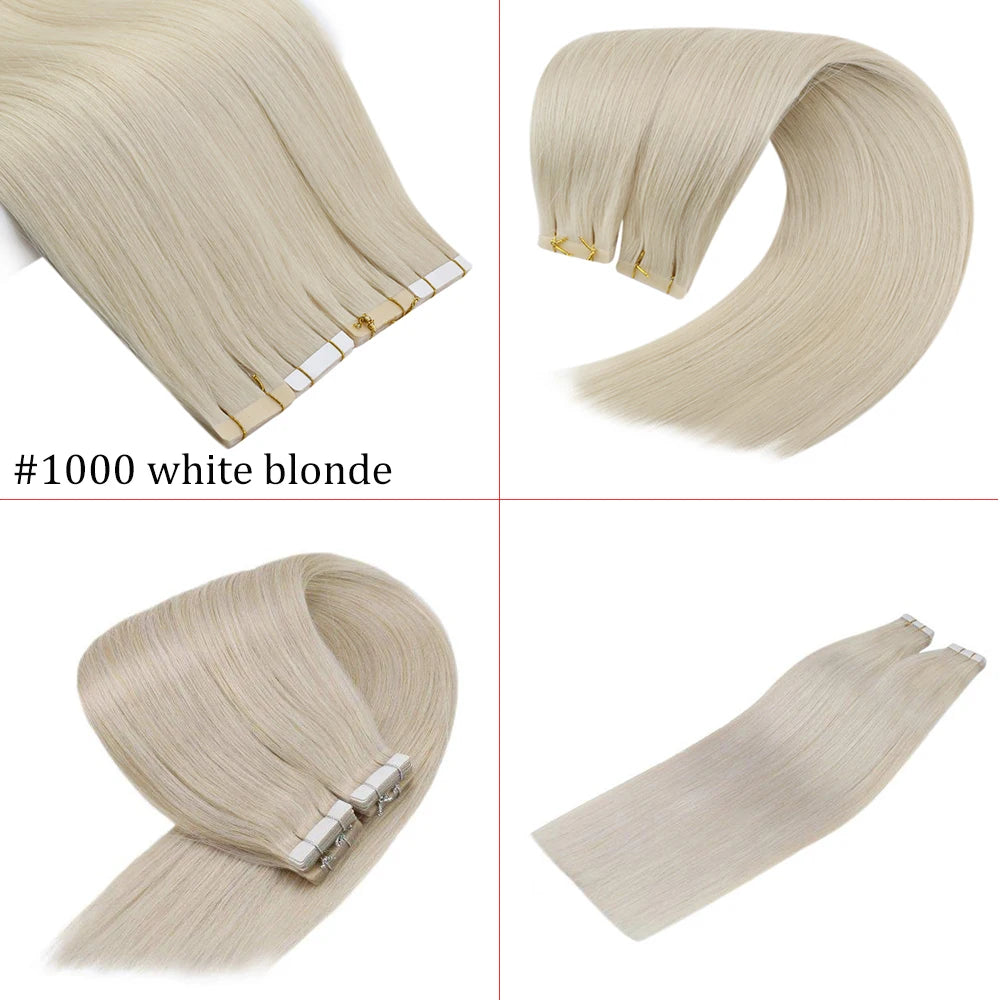 EXTENSION LUXURY ADHESIVAS/TAPE 50gr Pure Color Virgin Hair 100% Human Hair 10A Grade Hair Extensions