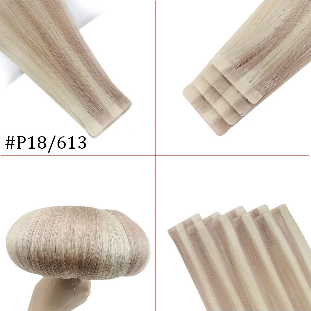 EXTENSION LUXURY TAPE/ADHESIVAS 50gr Virgin Injection Sin Costura Invisible  Hair Extensions Natural Straight