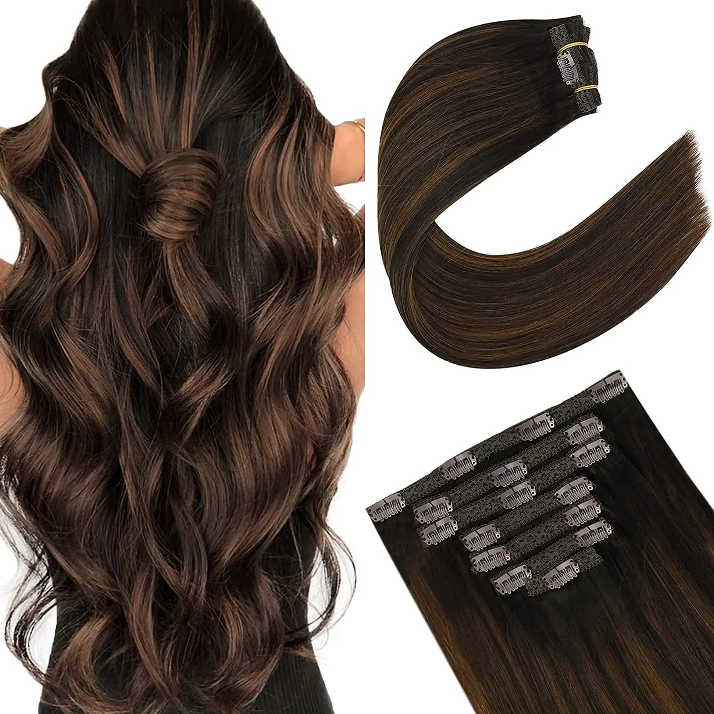 EXTENSION LUXURY CLIPS 100gr Pelo Humano Sin Costuras Invisible Balayage Suave Remy Extensiones Para Salón
