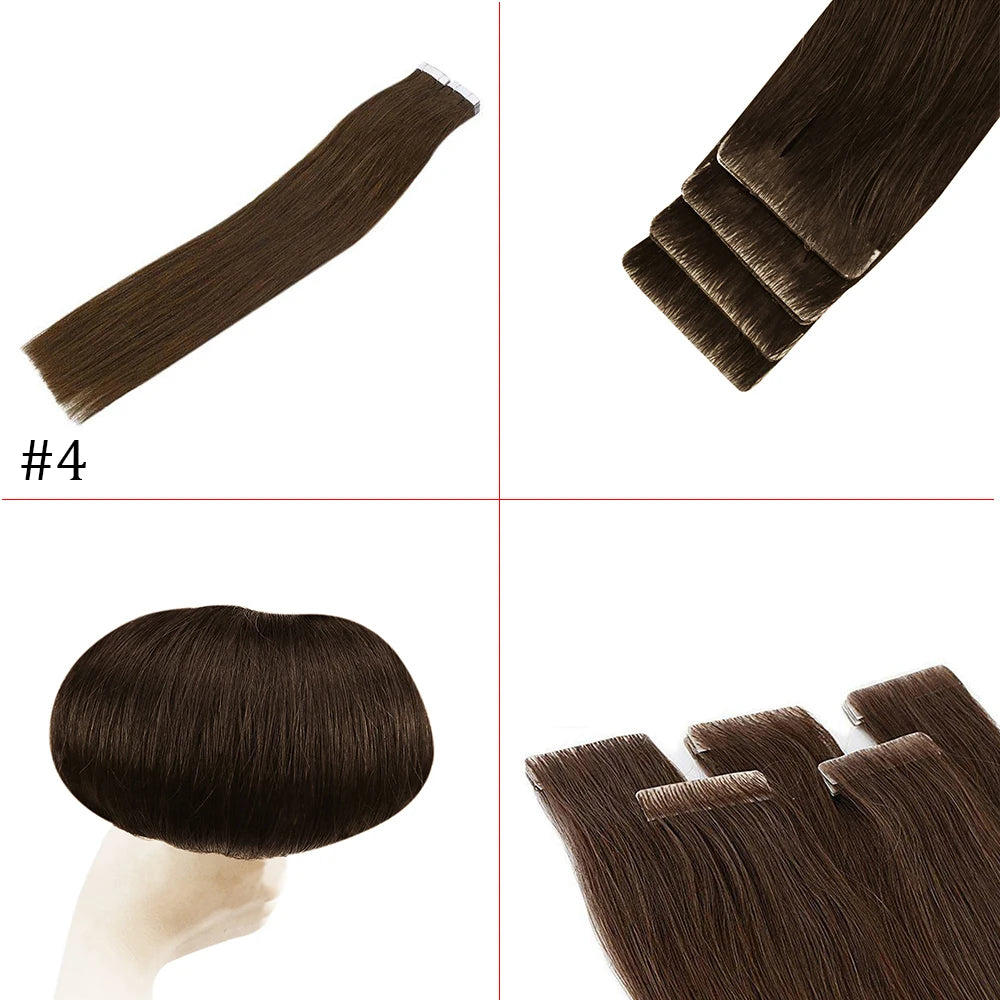 EXTENSION LUXURY TAPE/ADHESIVAS 50gr Virgin Injection Sin Costura Invisible  Hair Extensions Natural Straight