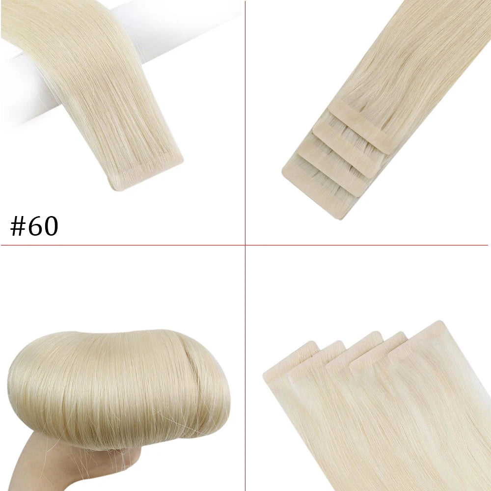 EXTENSION LUXURY TAPE/ADHESIVAS 50gr Virgin Injection Sin Costura Invisible  Hair Extensions Natural Straight
