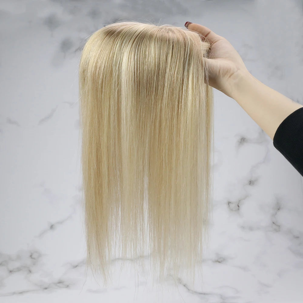 EXTENSION LUXURY TOPPER Cabello humano natural Mono Base 7x13cm para Mujeres Tupé Invisible Hair Toppers Extensión de cabello