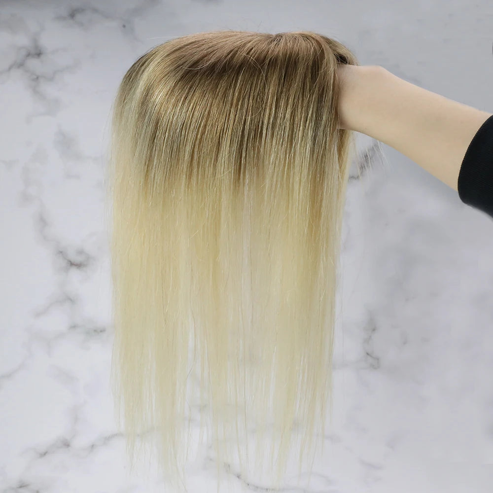 EXTENSION LUXURY TOPPER Cabello humano natural Mono Base 7x13cm para Mujeres Tupé Invisible Hair Toppers Extensión de cabello