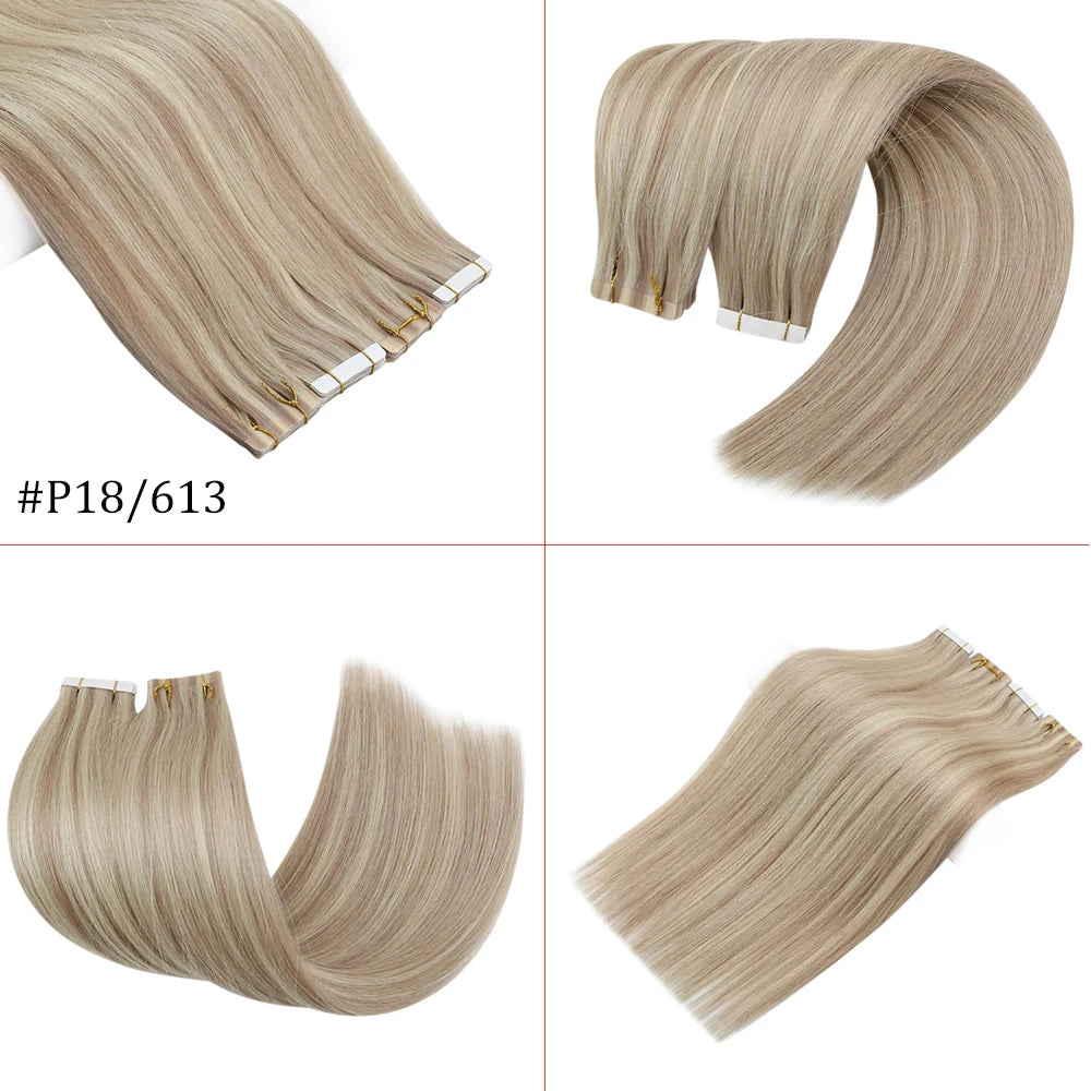 EXTENSION LUXURY ADHESIVAS/TAPE 50gr Pure Color Virgin Hair 100% Human Hair 10A Grade Hair Extensions