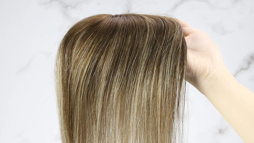 EXTENSION LUXURY TOPPER Cabello humano natural Mono Base 7x13cm para Mujeres Tupé Invisible Hair Toppers Extensión de cabello