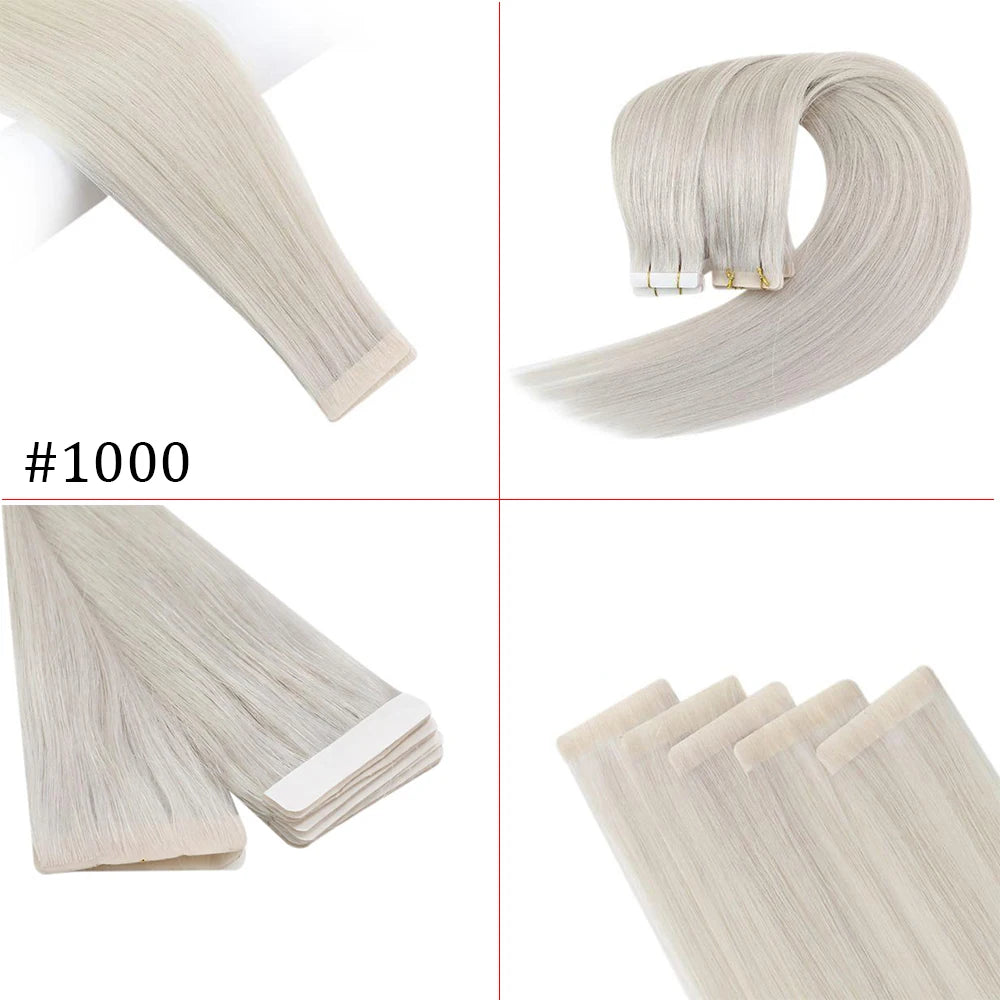 EXTENSION LUXURY TAPE/ADHESIVAS 50gr Virgin Injection Sin Costura Invisible  Hair Extensions Natural Straight
