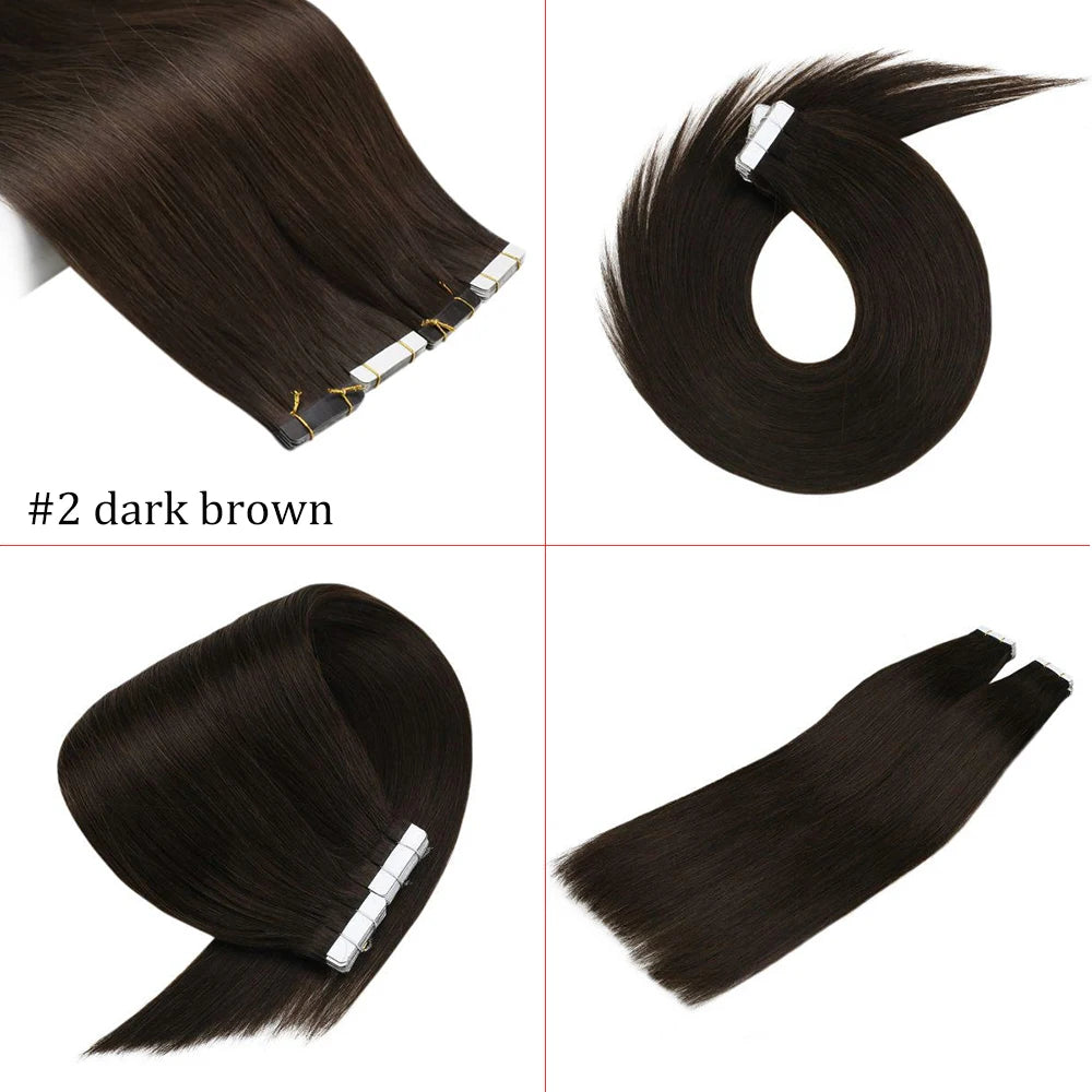 EXTENSION LUXURY ADHESIVAS/TAPE 50gr Pure Color Virgin Hair 100% Human Hair 10A Grade Hair Extensions