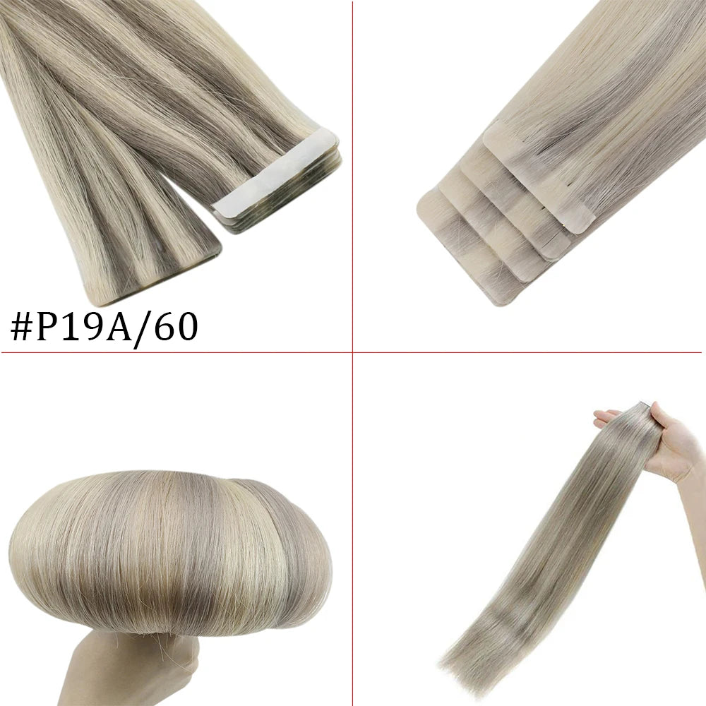 EXTENSION LUXURY TAPE/ADHESIVAS 50gr Virgin Injection Sin Costura Invisible  Hair Extensions Natural Straight