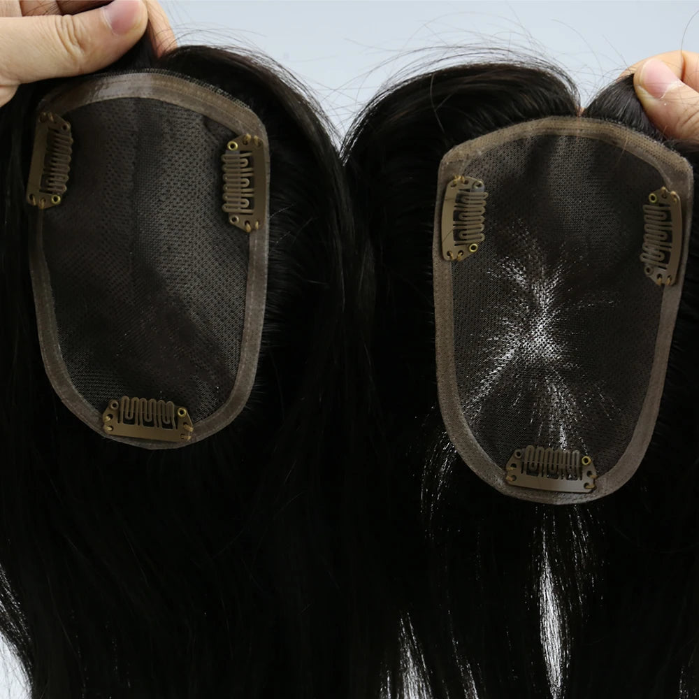 EXTENSION LUXURY TOPPER Cabello humano natural Mono Base 7x13cm para Mujeres Tupé Invisible Hair Toppers Extensión de cabello