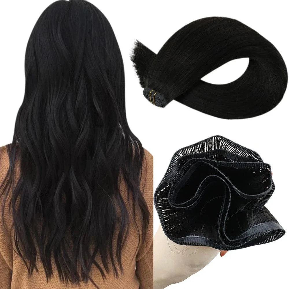 EXTENSION LUXURY CORTINA 50gr 12 Meses Trama de Seda Plana Virgin Human Hair 100% para Coser o con Microrings Hair Extensions