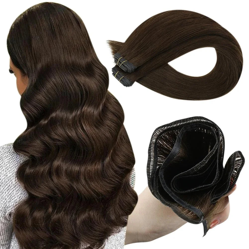 EXTENSION LUXURY CORTINA 50gr 12 Meses Trama de Seda Plana Virgin Human Hair 100% para Coser o con Microrings Hair Extensions