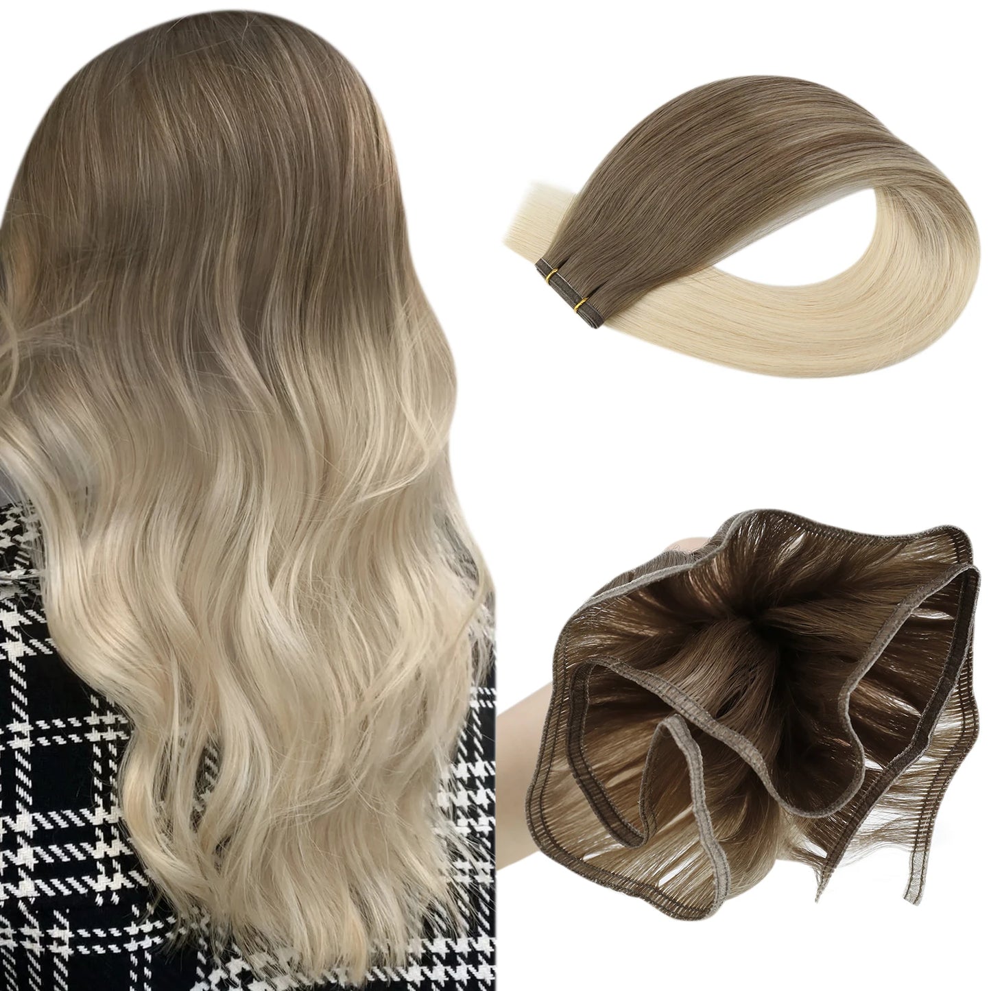 EXTENSION LUXURY CORTINA 50gr 12 Meses Trama de Seda Plana Virgin Human Hair 100% para Coser o con Microrings Hair Extensions