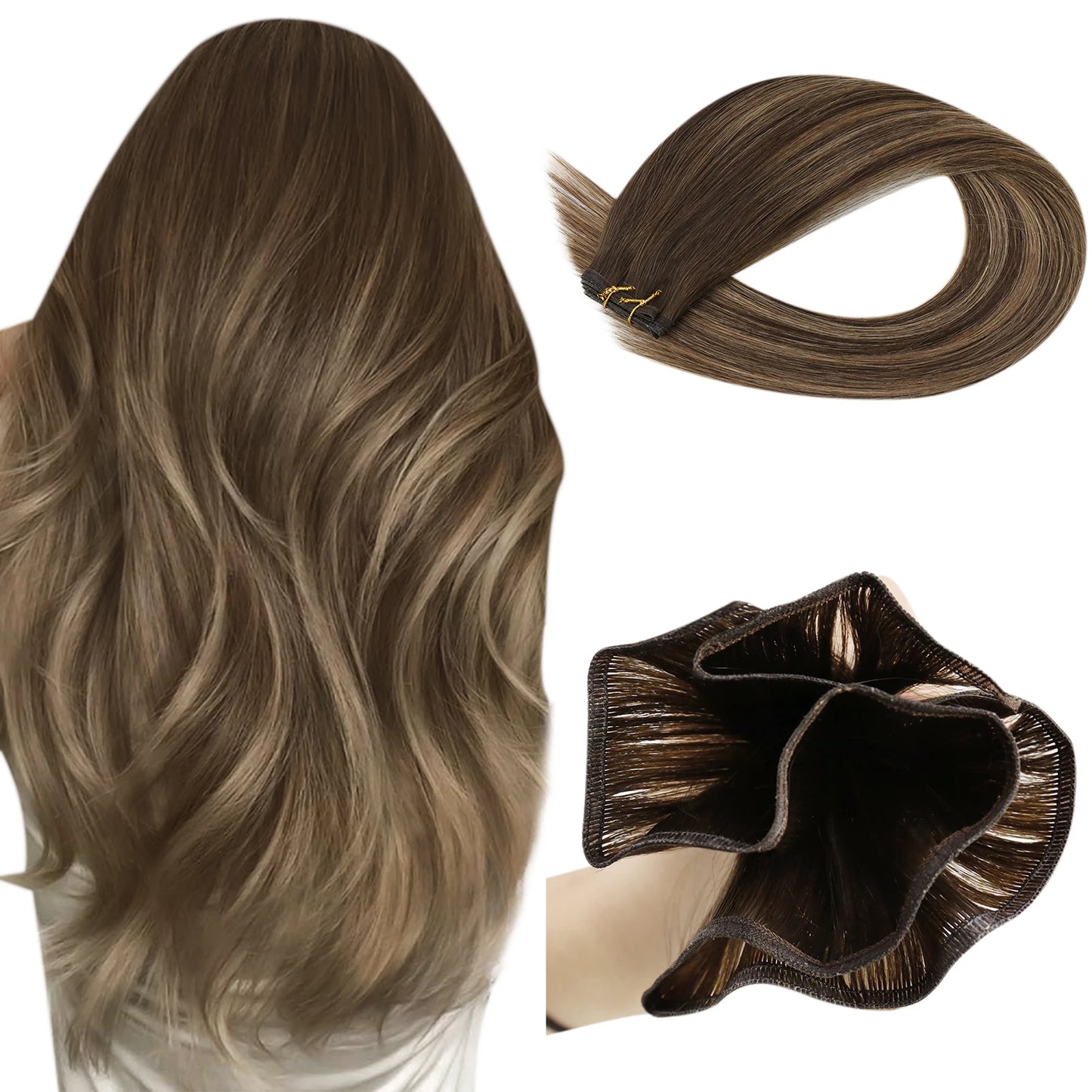 EXTENSION LUXURY CORTINA 50gr 12 Meses Trama de Seda Plana Virgin Human Hair 100% para Coser o con Microrings Hair Extensions