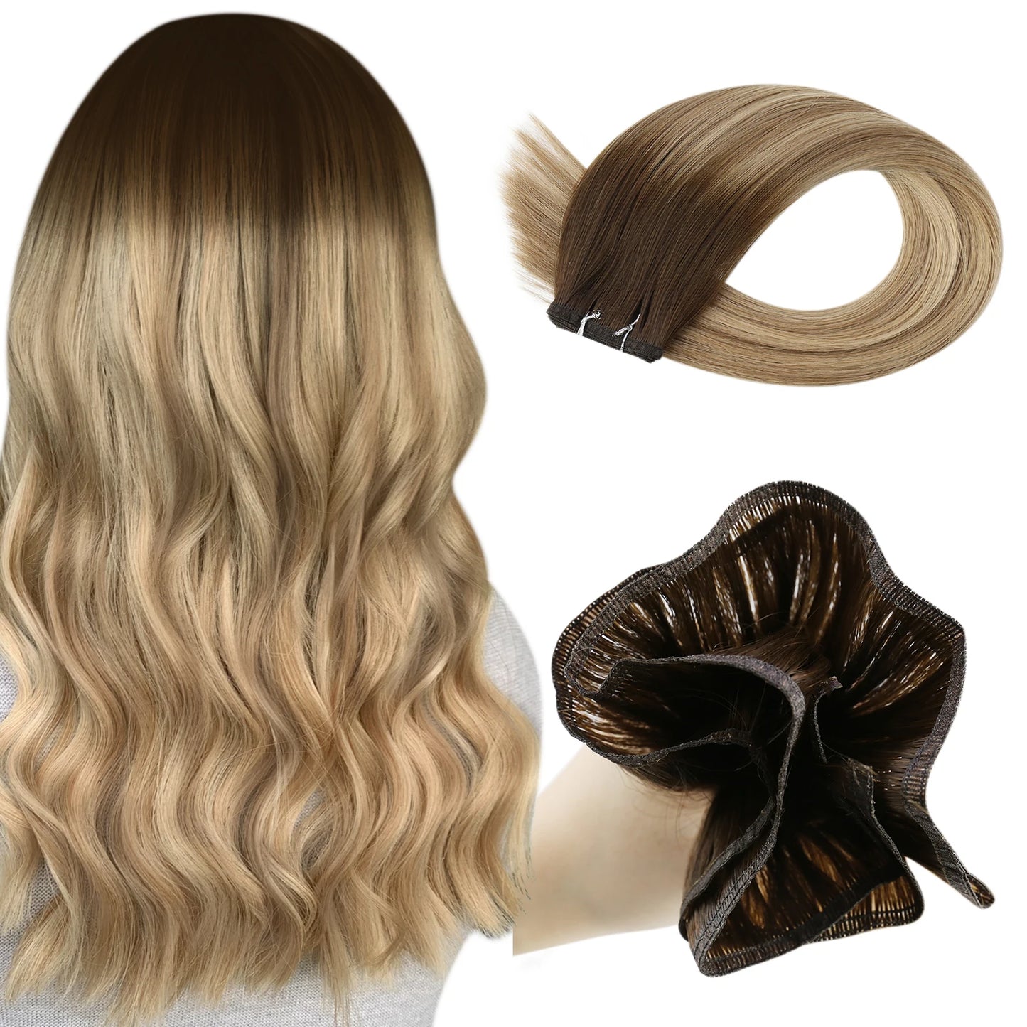 EXTENSION LUXURY CORTINA 50gr 12 Meses Trama de Seda Plana Virgin Human Hair 100% para Coser o con Microrings Hair Extensions