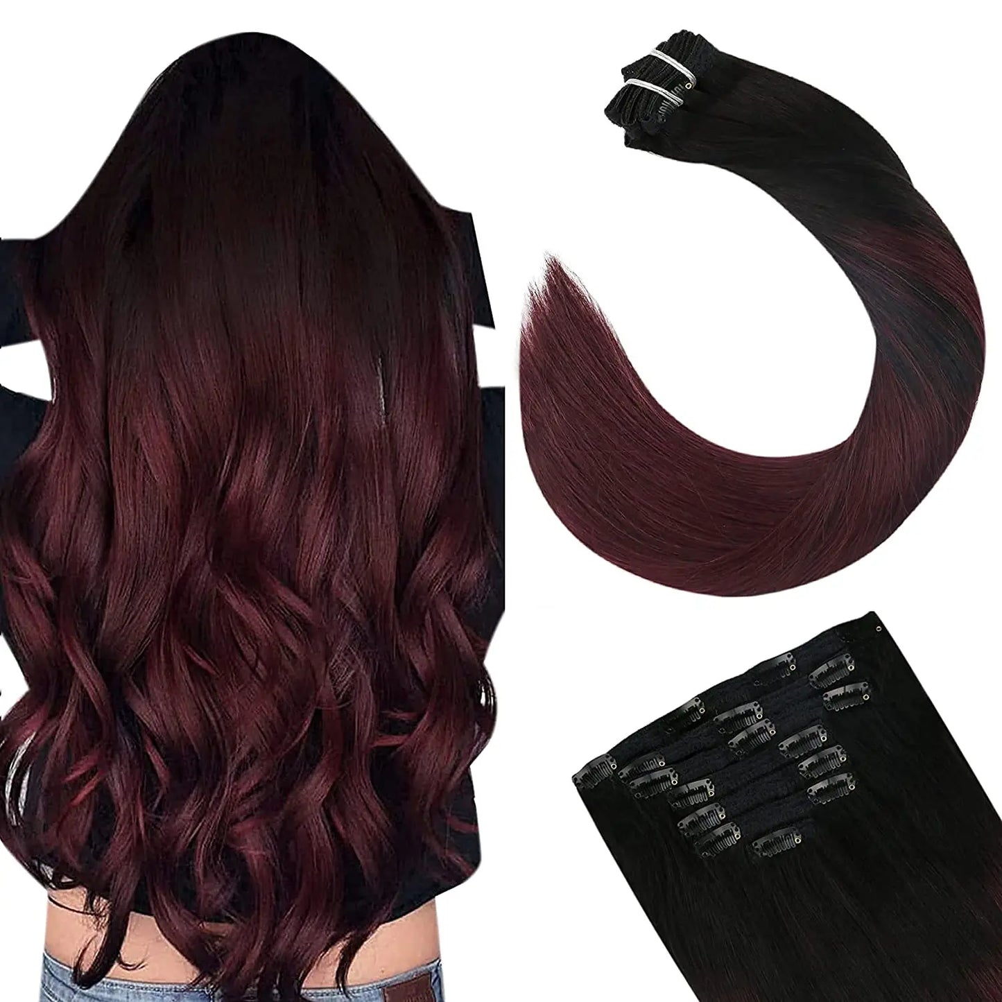 EXTENSION LUXURY CLIPS 100gr Pelo Humano Sin Costuras Invisible Balayage Suave Remy Extensiones Para Salón