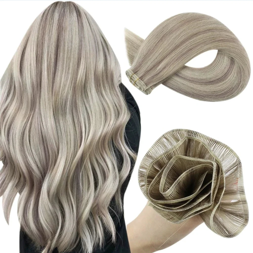EXTENSION LUXURY CORTINA 50gr 12 Meses Trama de Seda Plana Virgin Human Hair 100% para Coser o con Microrings Hair Extensions