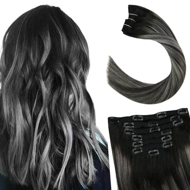 EXTENSION LUXURY CLIPS 100gr Pelo Humano Sin Costuras Invisible Balayage Suave Remy Extensiones Para Salón
