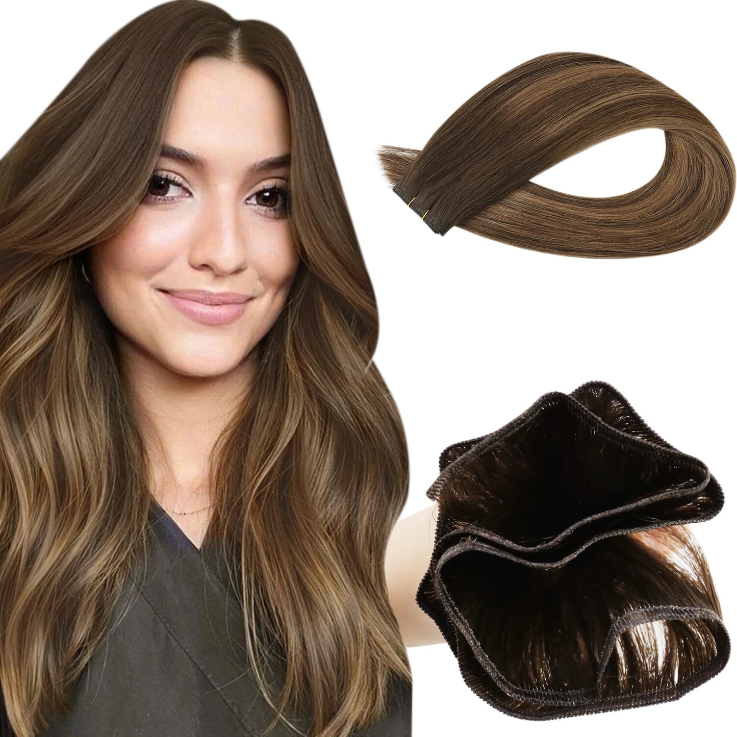 EXTENSION LUXURY CORTINA 50gr 12 Meses Trama de Seda Plana Virgin Human Hair 100% para Coser o con Microrings Hair Extensions