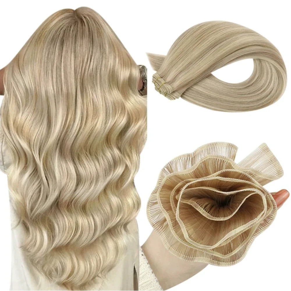 EXTENSION LUXURY CORTINA 50gr 12 Meses Trama de Seda Plana Virgin Human Hair 100% para Coser o con Microrings Hair Extensions