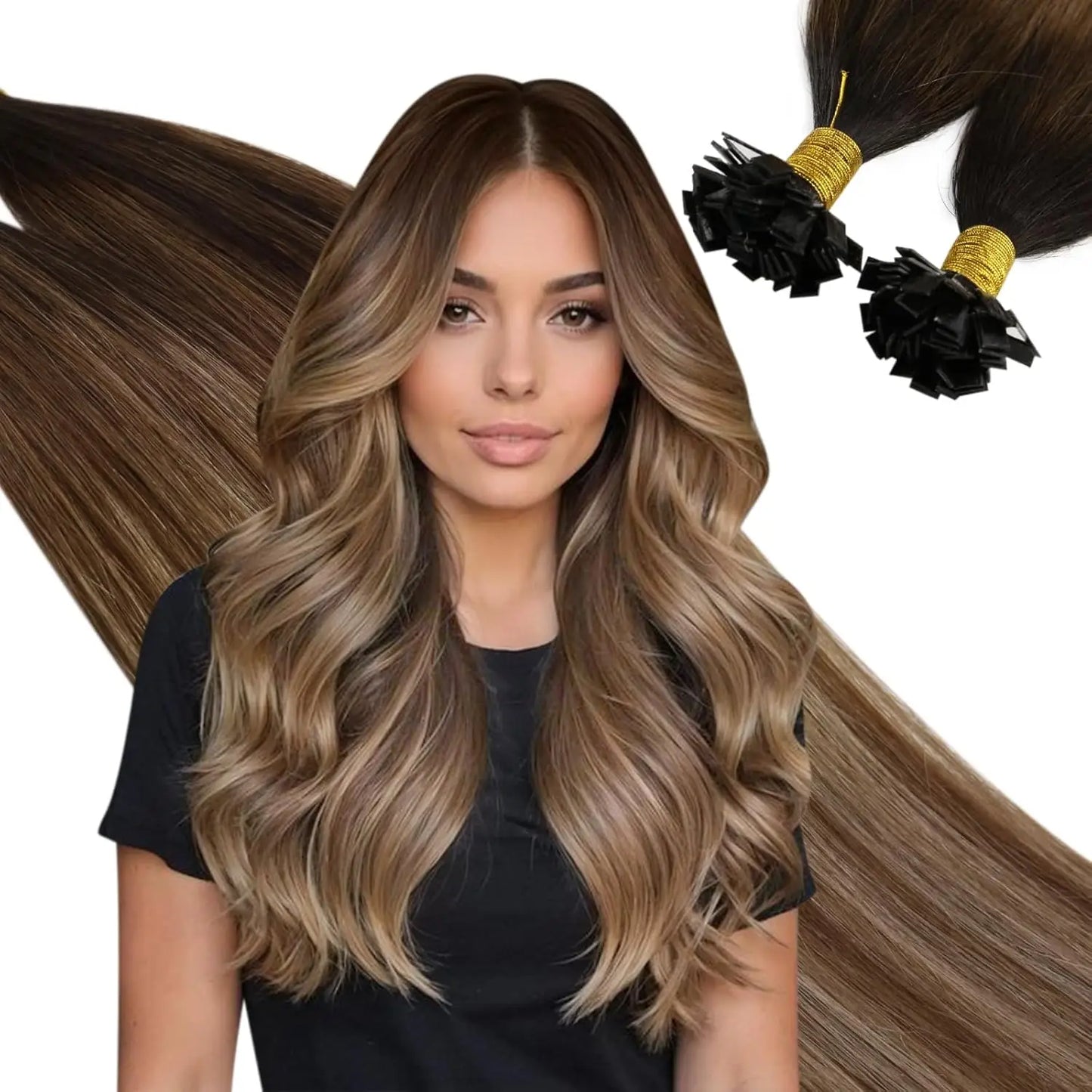 EXTENSION LUXURY KERATIN 50/100gr Flat Tip Hair Extensions Human Hair Fushion Remy Hair 35cm- 55cm  50 pcs/Pack Liso Natural