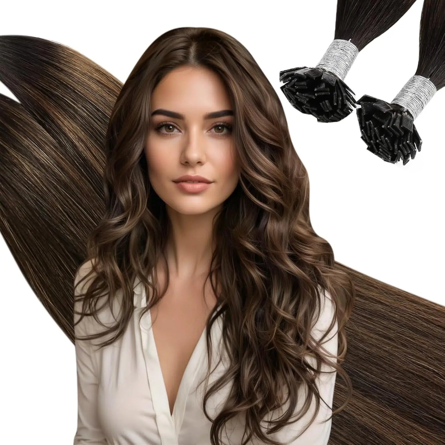 EXTENSION LUXURY KERATIN 50/100gr Flat Tip Hair Extensions Human Hair Fushion Remy Hair 35cm- 55cm  50 pcs/Pack Liso Natural
