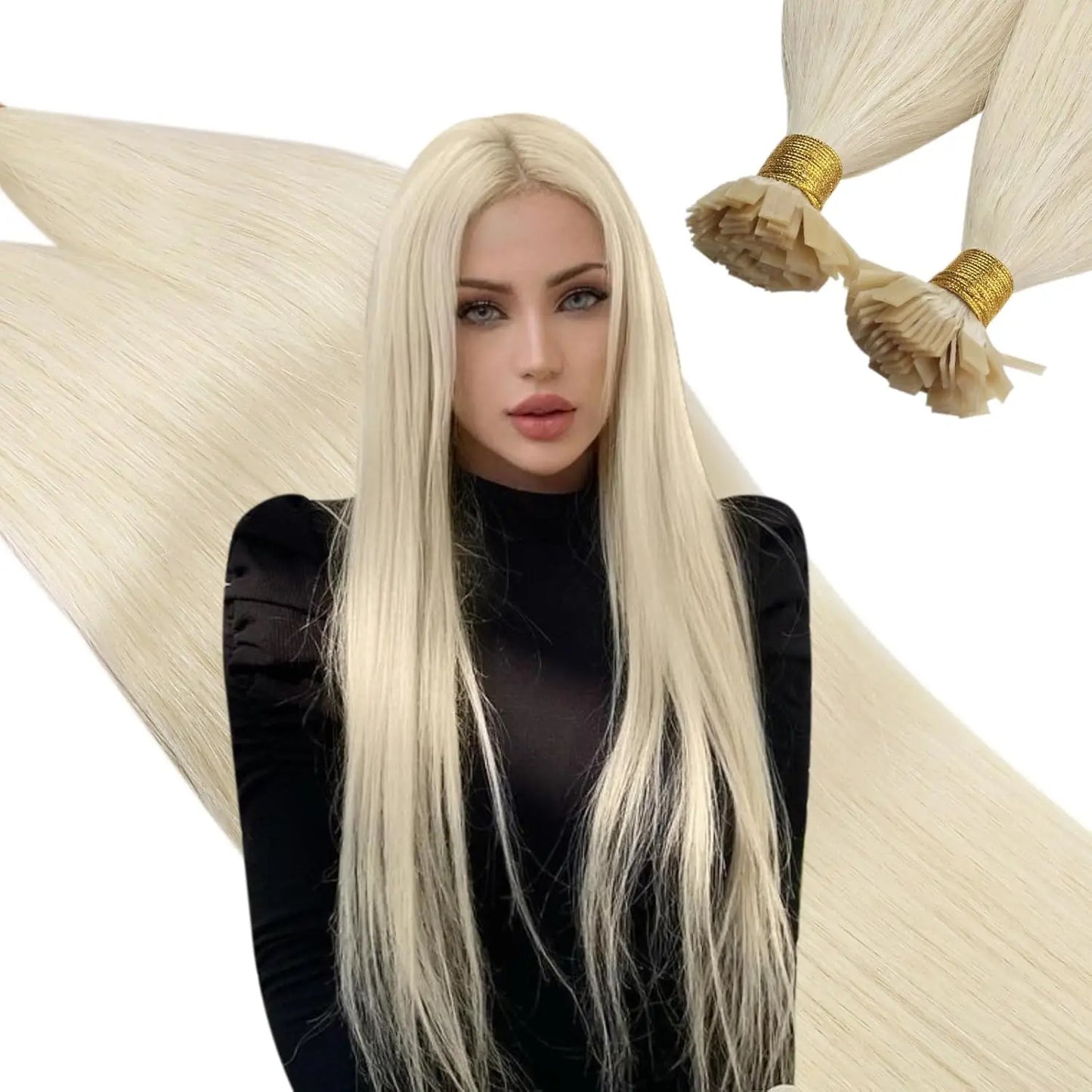 EXTENSION LUXURY KERATIN 50/100gr Flat Tip Hair Extensions Human Hair Fushion Remy Hair 35cm- 55cm  50 pcs/Pack Liso Natural