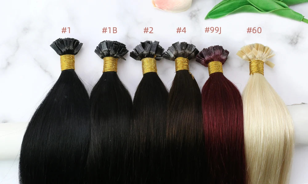 EXTENSION LUXURY KERATIN 50/100gr Flat Tip Hair Extensions Human Hair Fushion Remy Hair 35cm- 55cm  50 pcs/Pack Liso Natural