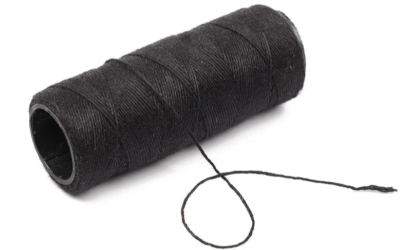 Hilo de algodón negro,2 piezas aguja curva, 2 tamaños, aguja de cocer, suministros para hacer pelucas de alta calidad, herramienta para extensiones de cabello