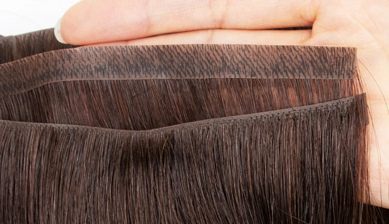 Extensiones de cabello humano con trama de PU de cinta larga invisible, cabello natural real, sin costuras ni pegamento Extensions con puntas llenas